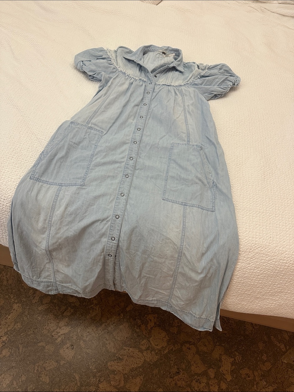 Free People Light Blue Chambray Button-Down Dress Western Fall